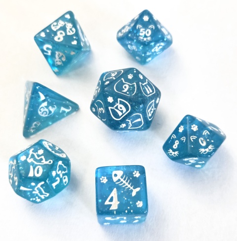 Kości KOCIEJ MAGII RPG DnD MTG planszowe 7 szt.