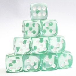 Przezroczyste kostki kości K6 miętowe 10 szt.