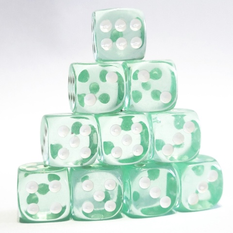 Przezroczyste kostki kości K6 miętowe 10 szt.