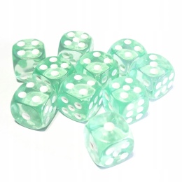 Przezroczyste kostki kości K6 miętowe 10 szt.