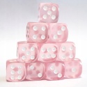 Przezroczyste kostki kości K6 różowe 10 szt.