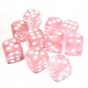 Przezroczyste kostki kości K6 różowe 10 szt.