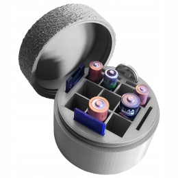 Zakręcany pojemnik etui organizer pudełko 6xAA, 4xAAA, 3x2025/32, 3xSD