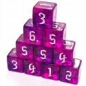 Brokatowe przezroczyste kości kostki K6 fioletowe 10 szt.