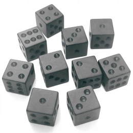 Czarne matowe kości kostki K6 16mm 10 szt.