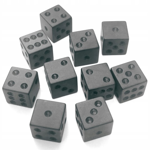 Czarne matowe kości kostki K6 16mm 10 szt.