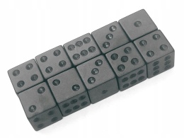 Czarne matowe kości kostki K6 16mm 10 szt.