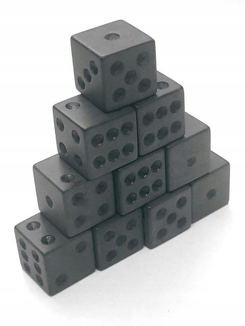 Czarne matowe kości kostki K6 16mm 10 szt.