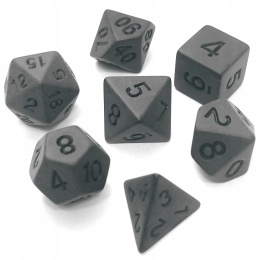 Czarne matowe kości RPG DnD MTG planszowe 7 szt.