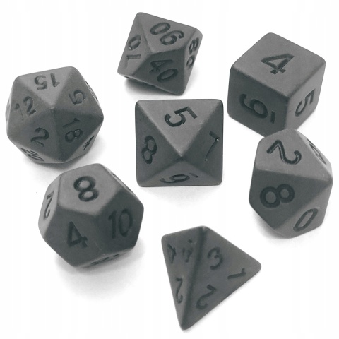 Czarne matowe kości RPG DnD MTG planszowe 7 szt.