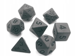 Czarne matowe kości RPG DnD MTG planszowe 7 szt.