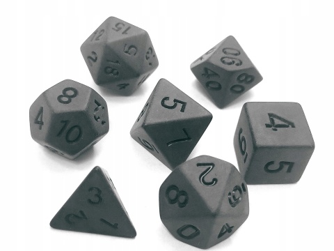 Czarne matowe kości RPG DnD MTG planszowe 7 szt.