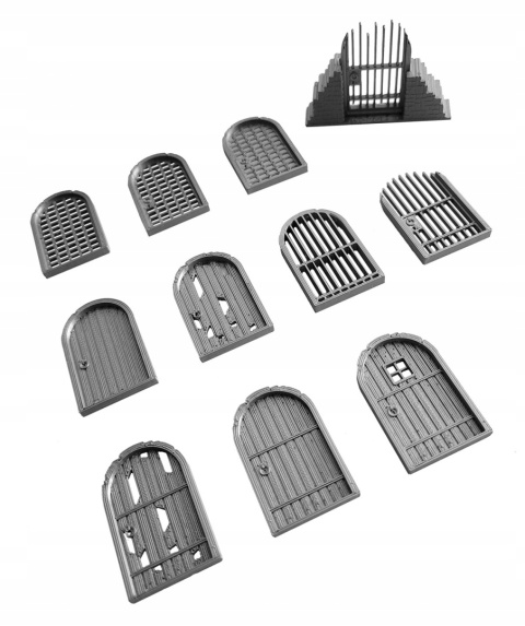 Drzwi bramy kraty wrota i podstawki 8 elementów