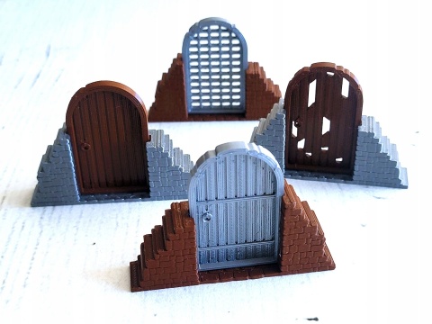 Drzwi bramy kraty wrota i podstawki 8 elementów