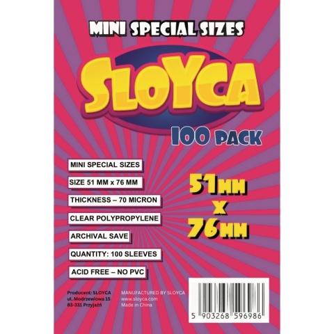 Koszulki / Protektory na karty Sloyca Mini Special sizes 51x76 mm