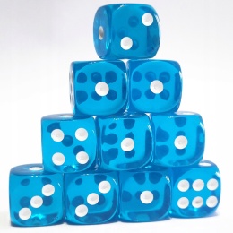 Przezroczyste kości kostki K6 niebieskie 10 szt.
