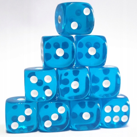 Przezroczyste kości kostki K6 niebieskie 10 szt.