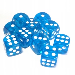 Przezroczyste kości kostki K6 niebieskie 10 szt.