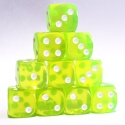 Przezroczyste kostki kości K6 limonka 10 szt.