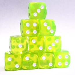 Przezroczyste kostki kości K6 limonka 10 szt.