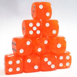 Przezroczyste kostki kości K6 pomarańczowe 10 szt.