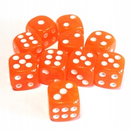 Przezroczyste kostki kości K6 pomarańczowe 10 szt.