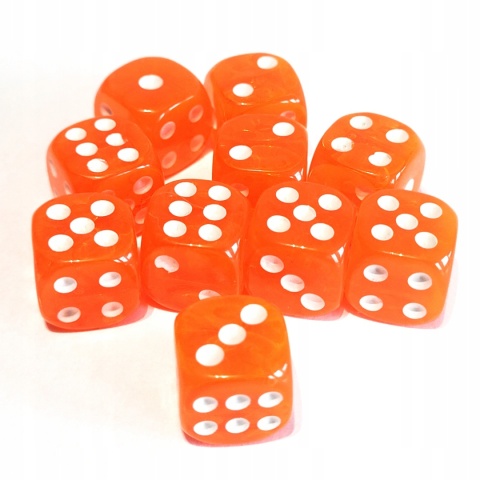 Przezroczyste kostki kości K6 pomarańczowe 10 szt.