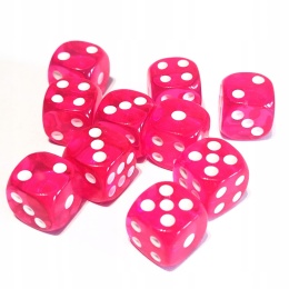 Przezroczyste kostki kości K6 różowe 10 szt.