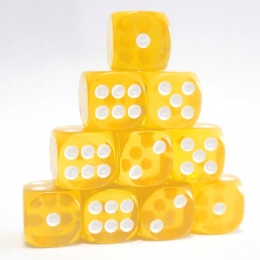Przezroczyste kostki kości K6 żółte 10 szt.