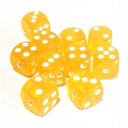 Przezroczyste kostki kości K6 żółte 10 szt.