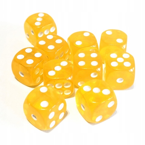 Przezroczyste kostki kości K6 żółte 10 szt.
