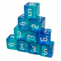 Brokatowe niebieskie przezroczyste kości kostki K6 16mm 10 szt.